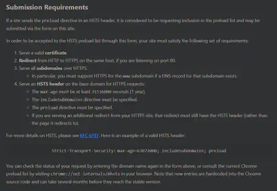HSTS Preload Submission Requirements