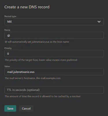MX DNS record