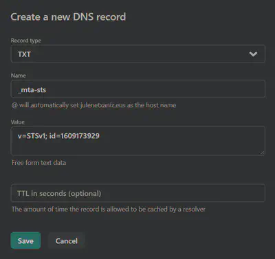 MTA-STS DNS record