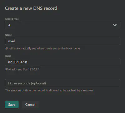 A DNS record