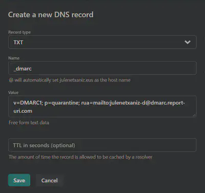 DMARC DNS record